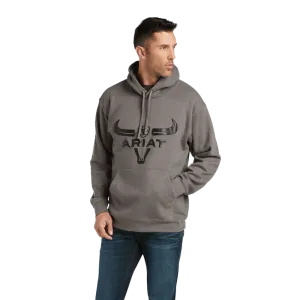 Ariat Men's Gray Steer Head Logo Hoodie