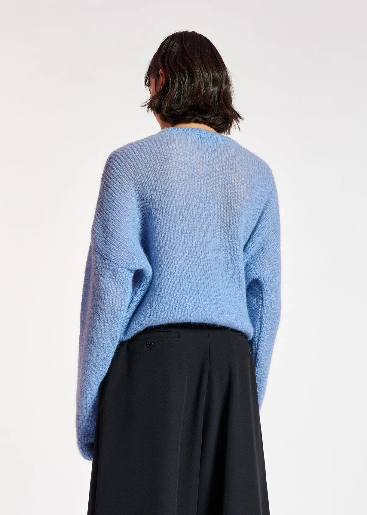 Blue oversized mohair-blend knit sweater