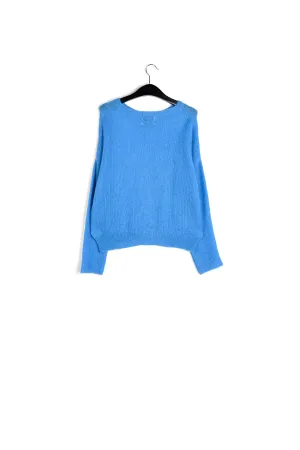 Blue oversized mohair-blend knit sweater