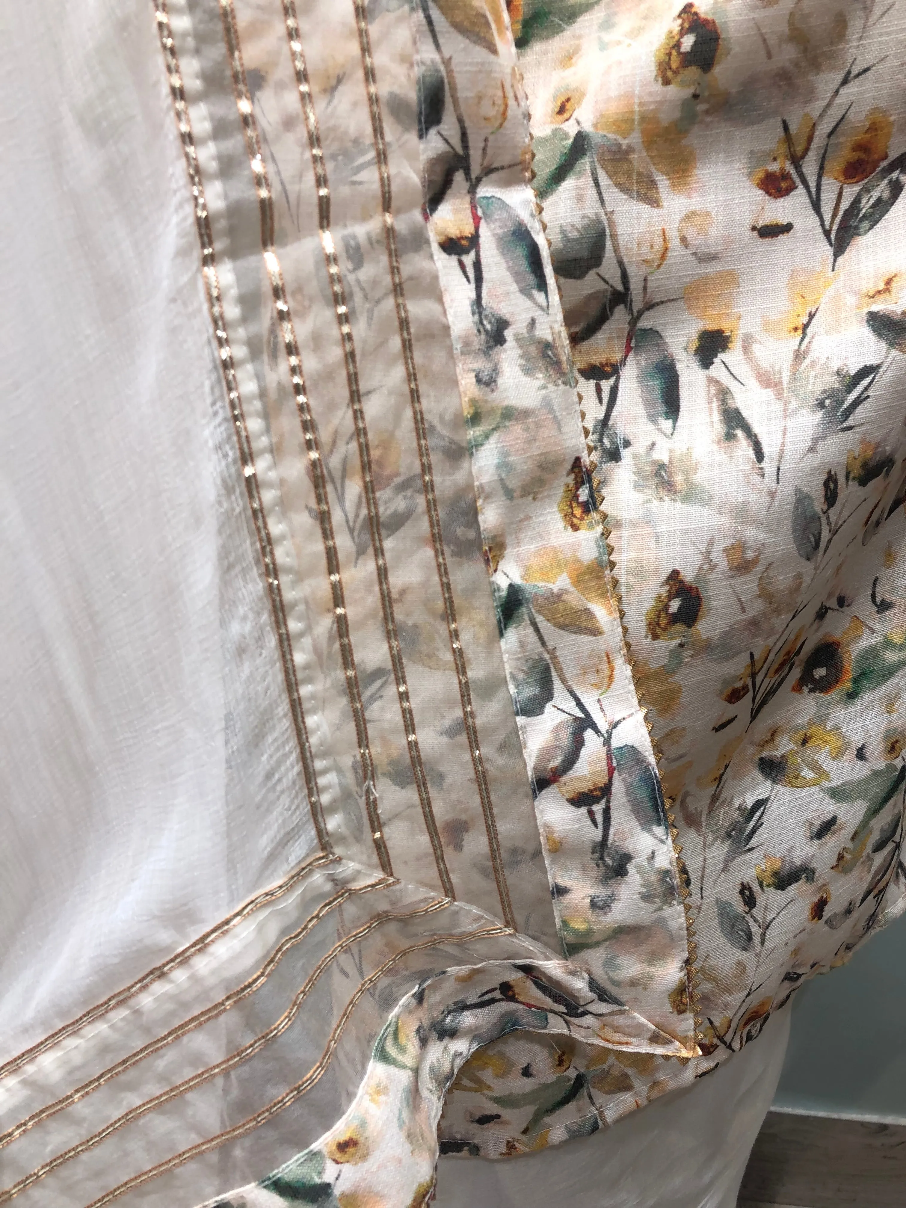 Cotton Unstitched Suit Leather With Mirror Embroidery