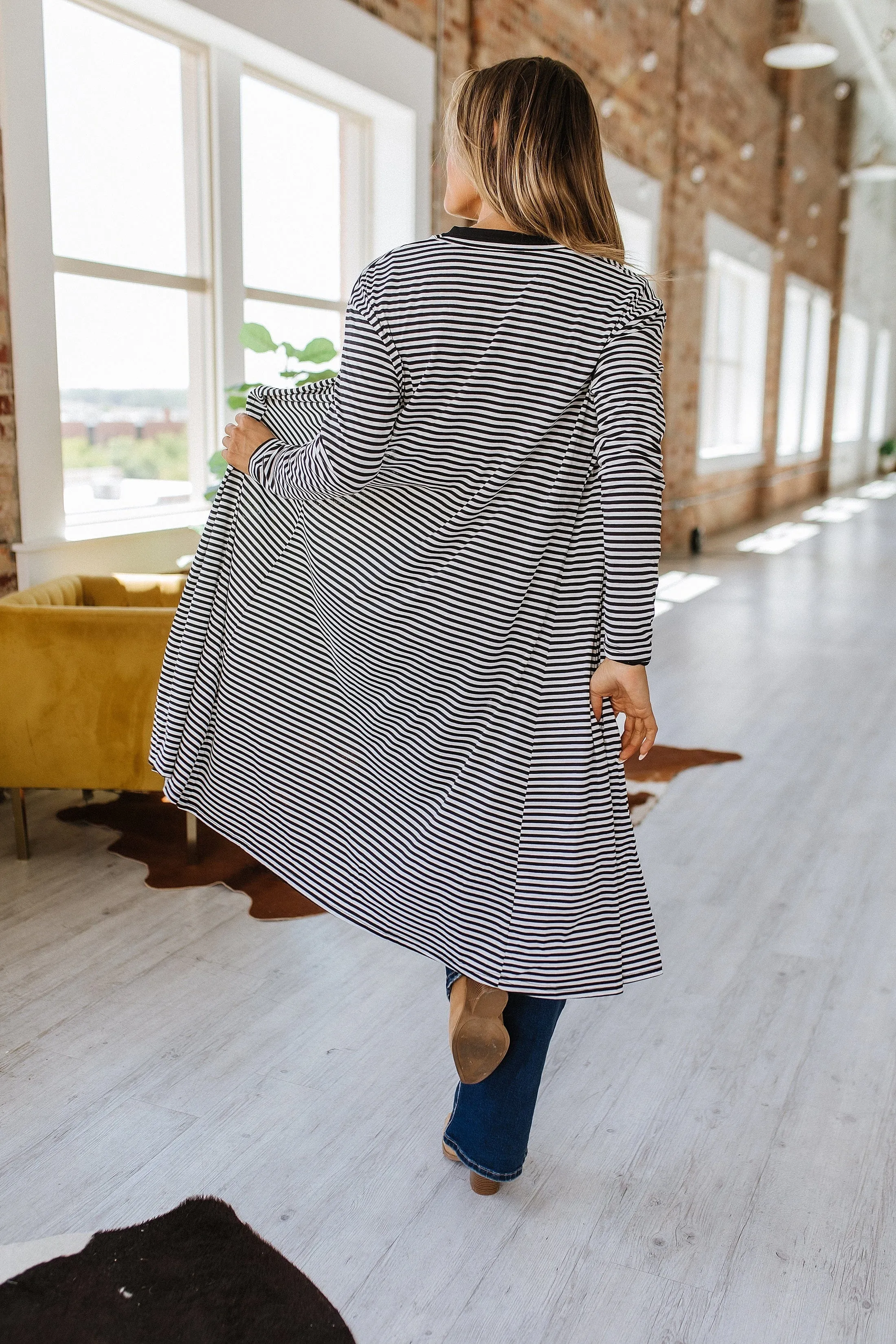 Jemma Striped Long Cardigan | S-XL
