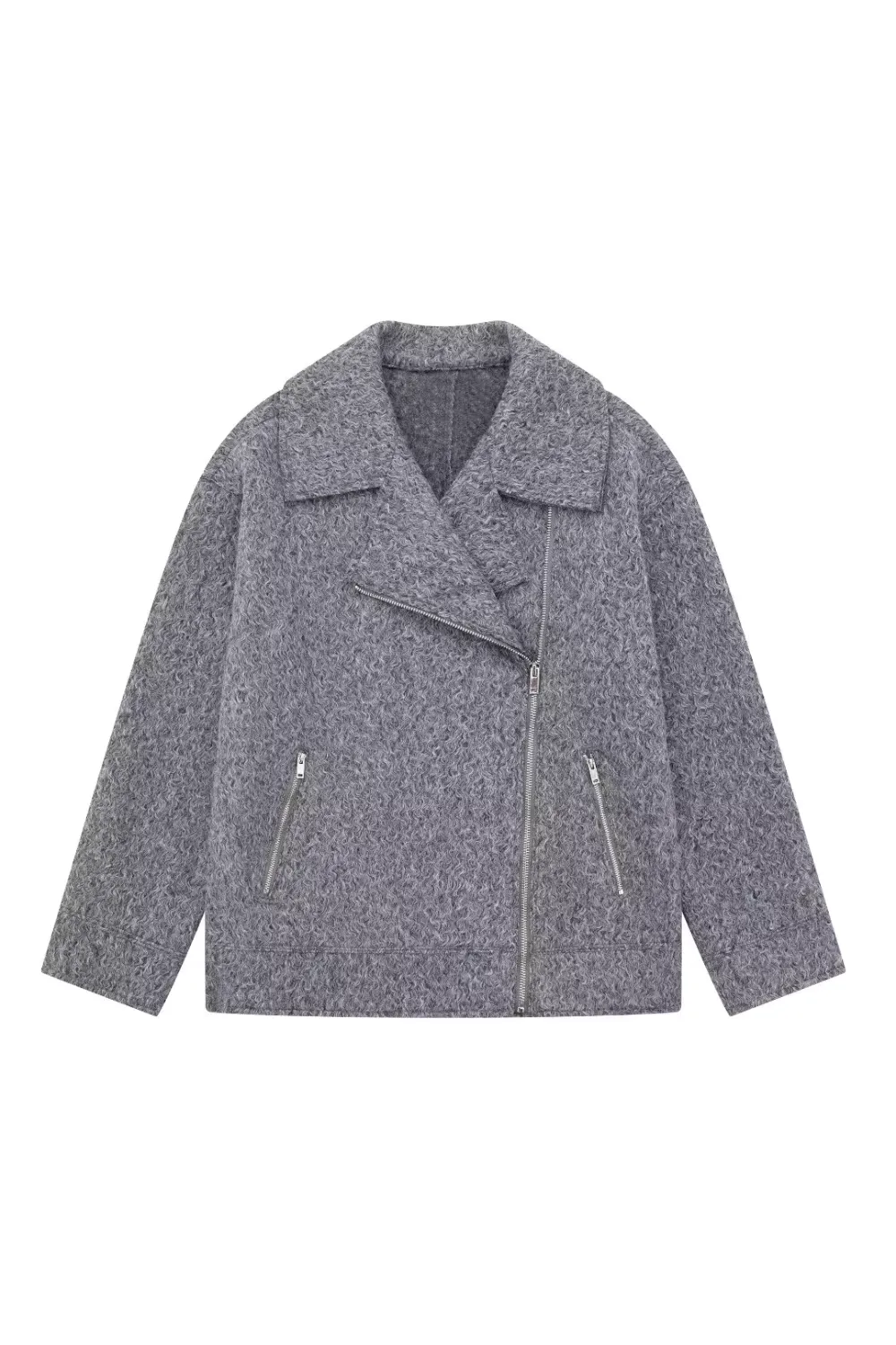 'Marlene' Long-Sleeved  Asymmetrical Zipper Jacket