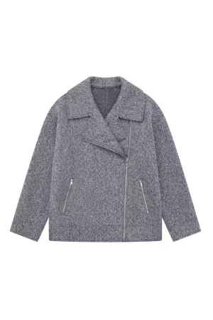'Marlene' Long-Sleeved  Asymmetrical Zipper Jacket