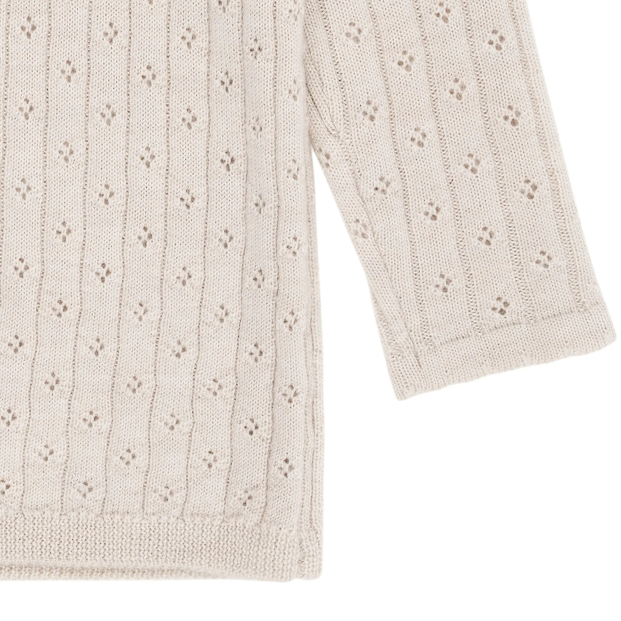 MERINO CLASSIC POINTELLE BLOUSE - PALE CREAM MELANGE