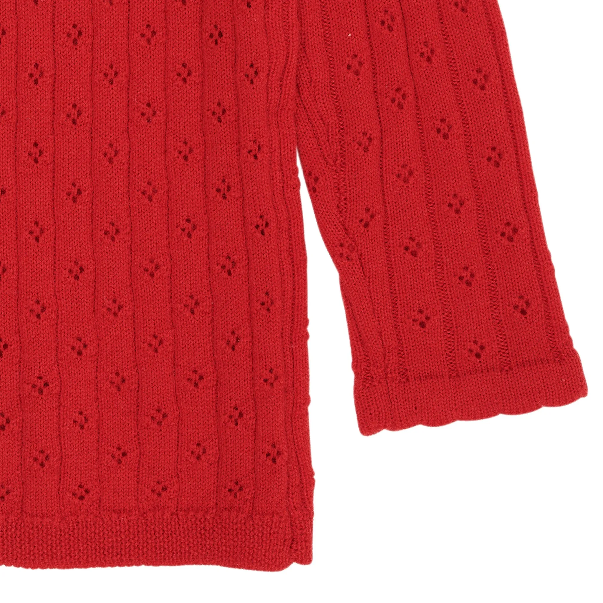 MERINO CLASSIC POINTELLE BLOUSE - RED