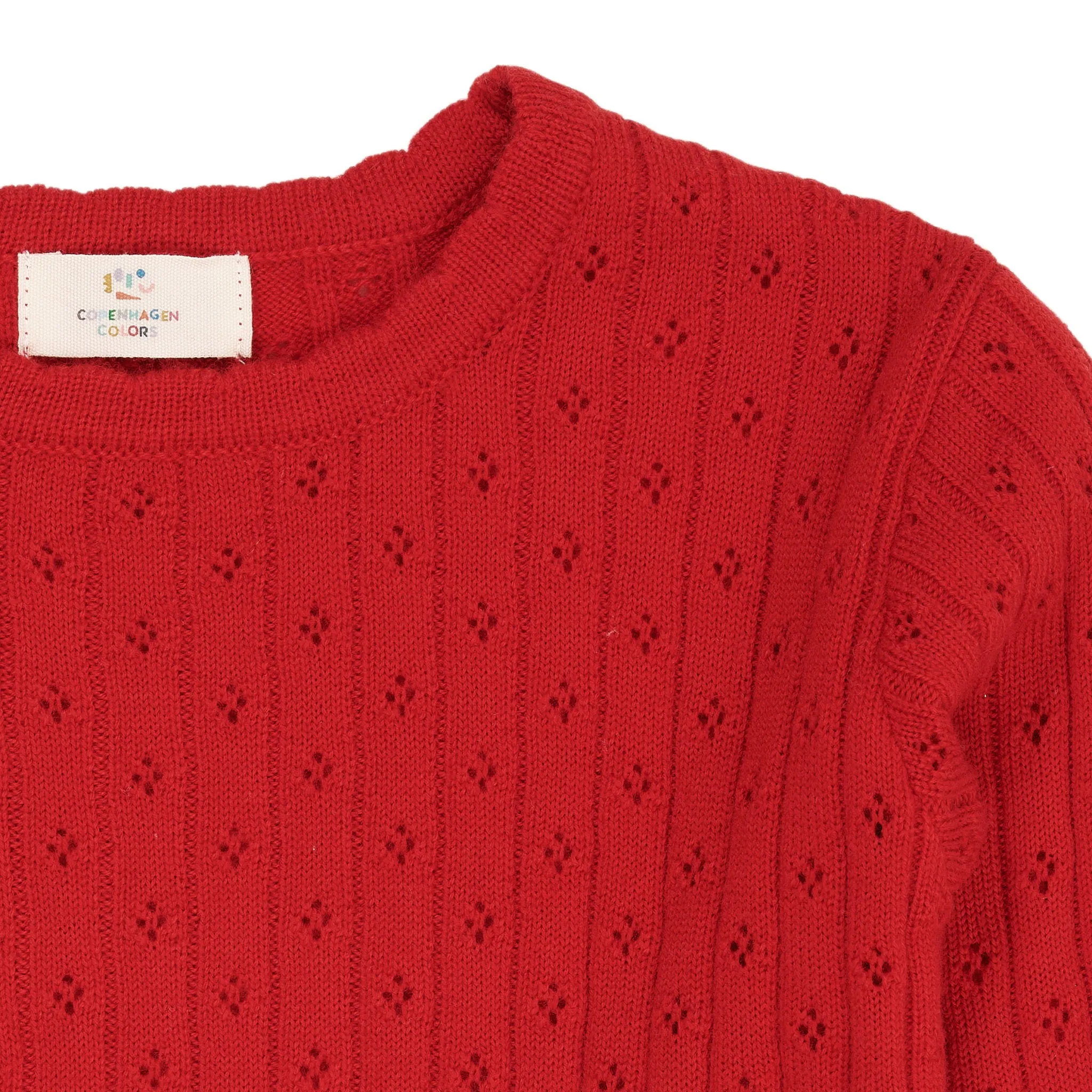 MERINO CLASSIC POINTELLE BLOUSE - RED