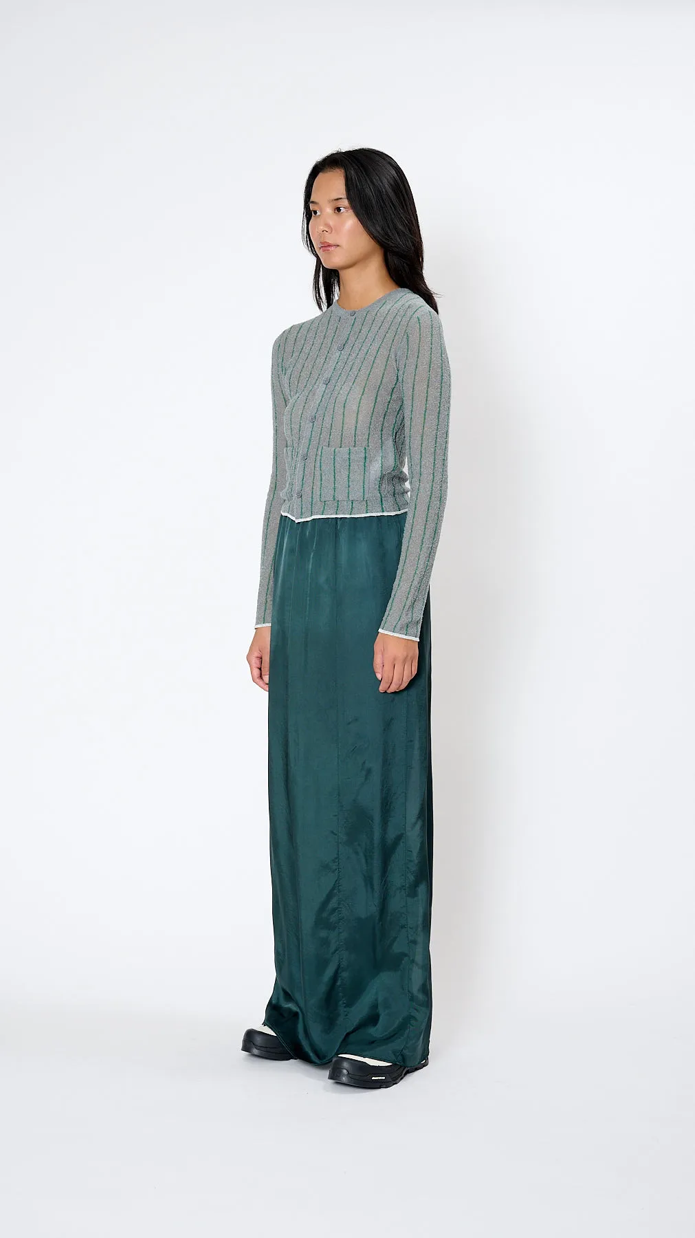 Pinstripe Cardigan in Grey