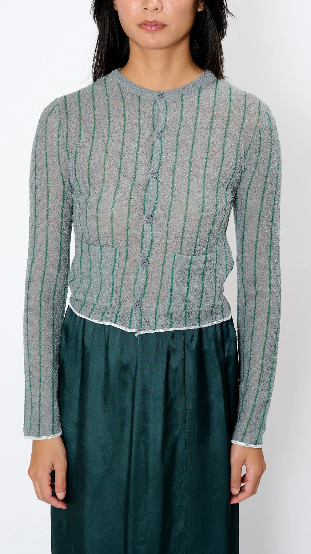 Pinstripe Cardigan in Grey