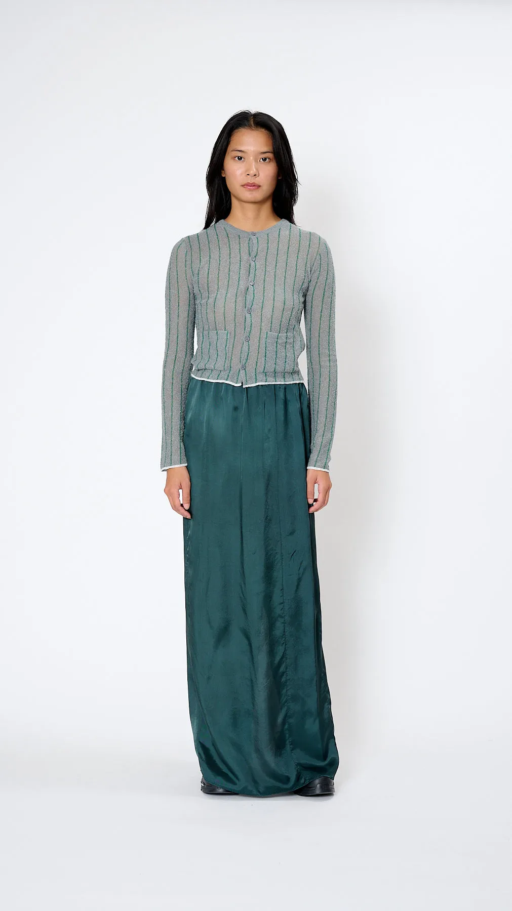 Pinstripe Cardigan in Grey