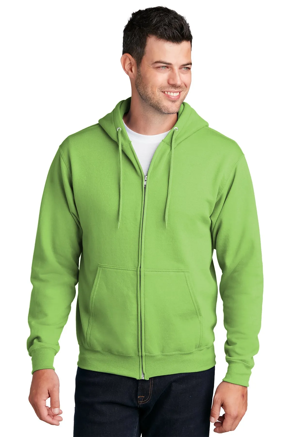 Port & Company Core Fleece Branded Zip Hoodies, Lime