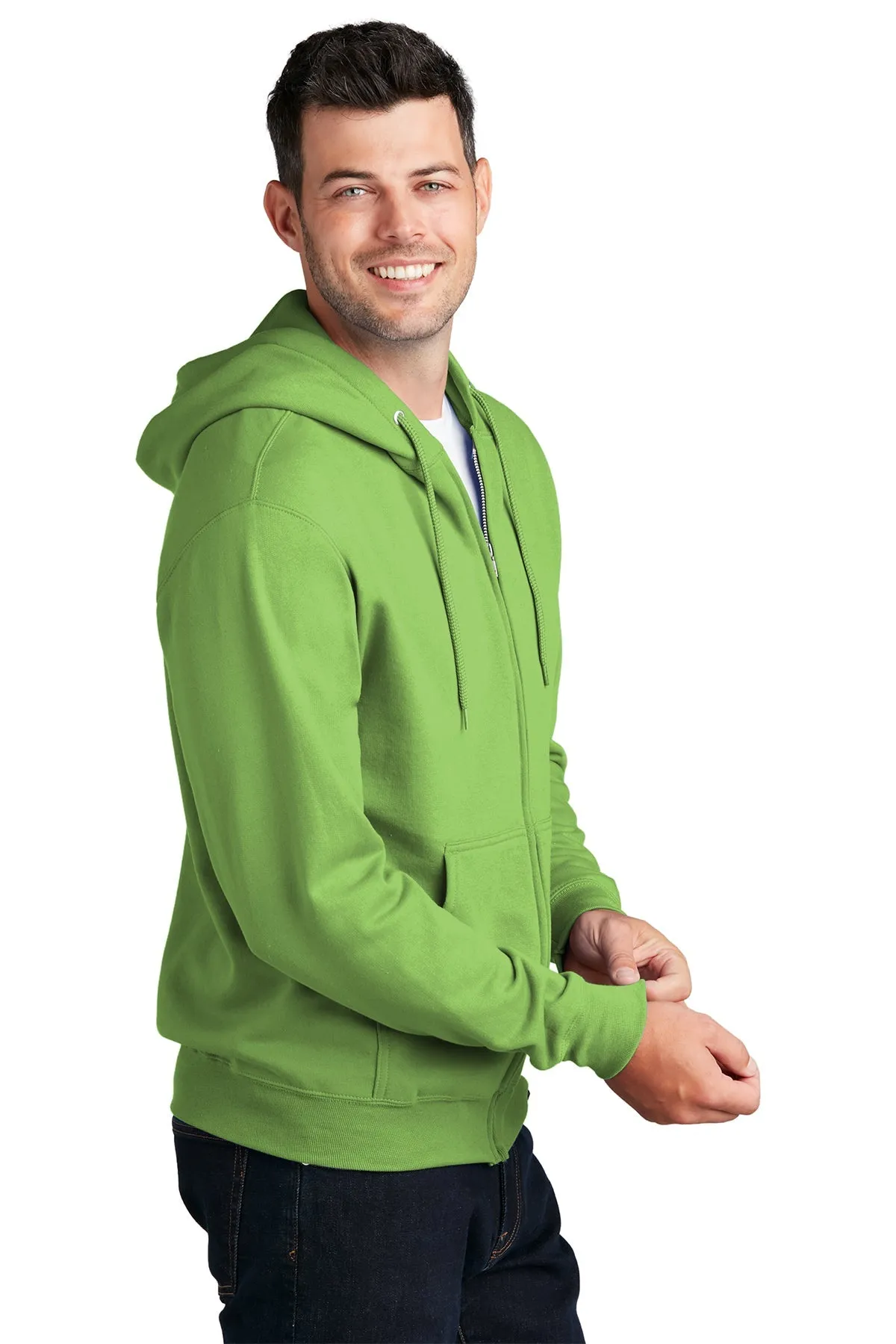 Port & Company Core Fleece Branded Zip Hoodies, Lime