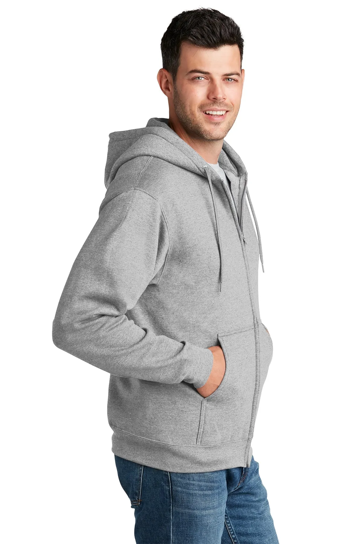 Port & Company Core Fleece Custom Zip Hoodies, Ash
