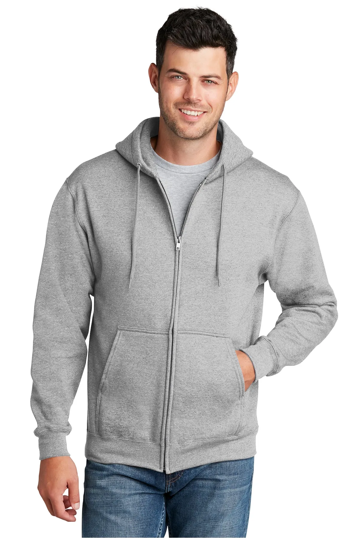 Port & Company Core Fleece Custom Zip Hoodies, Ash