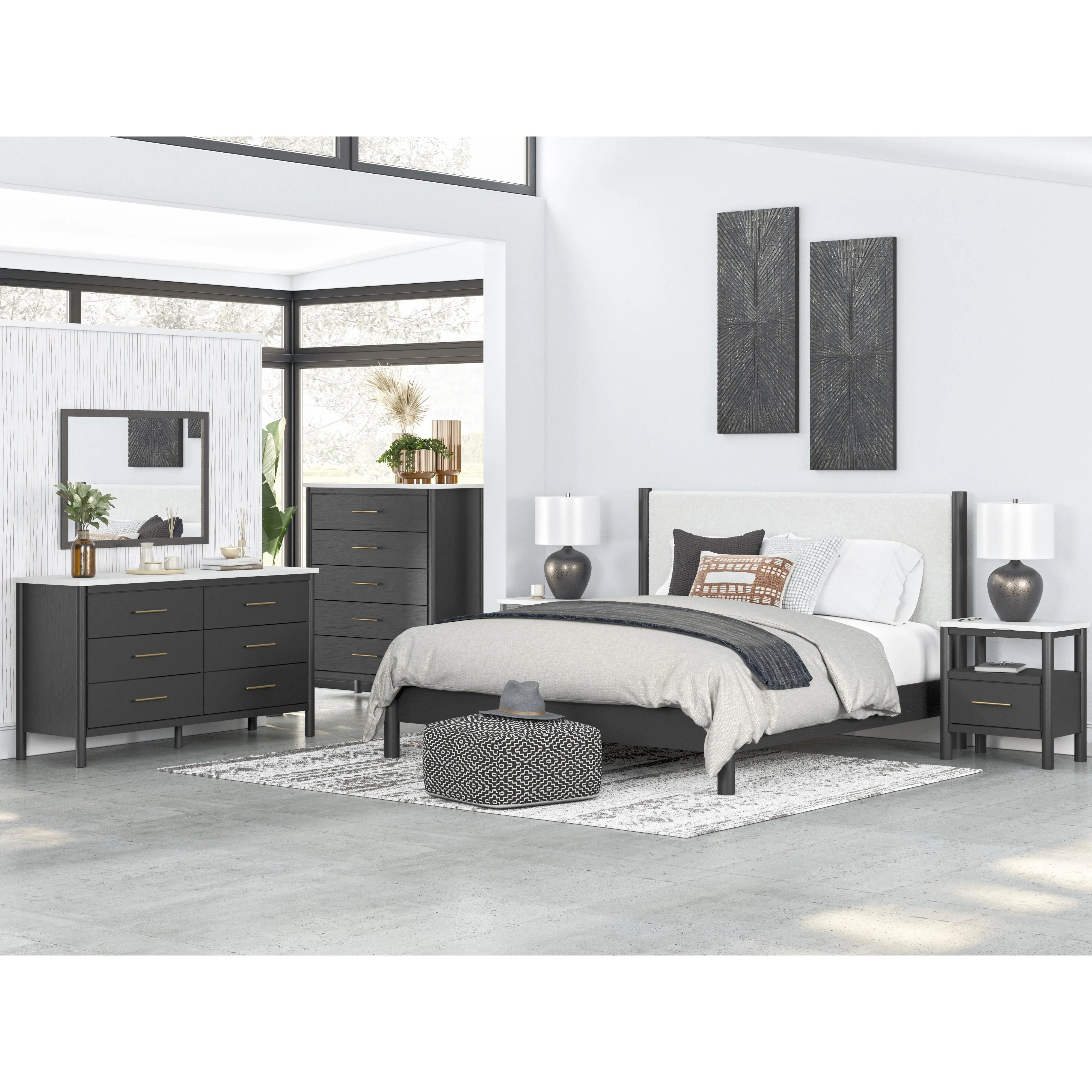 Signature Design by Ashley Cadmori King Upholstered Panel Bed B2616-58/B2616-56/B100-14