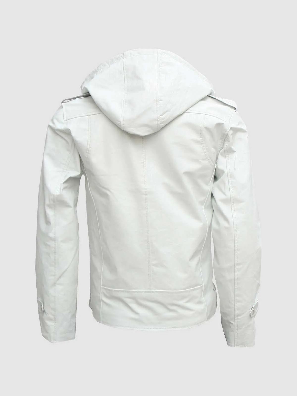 Size X-Large White Leather Hoodie for Men