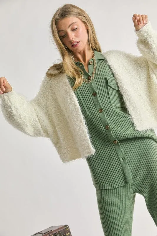 Solid V Neck Cardigan  *Online Only*