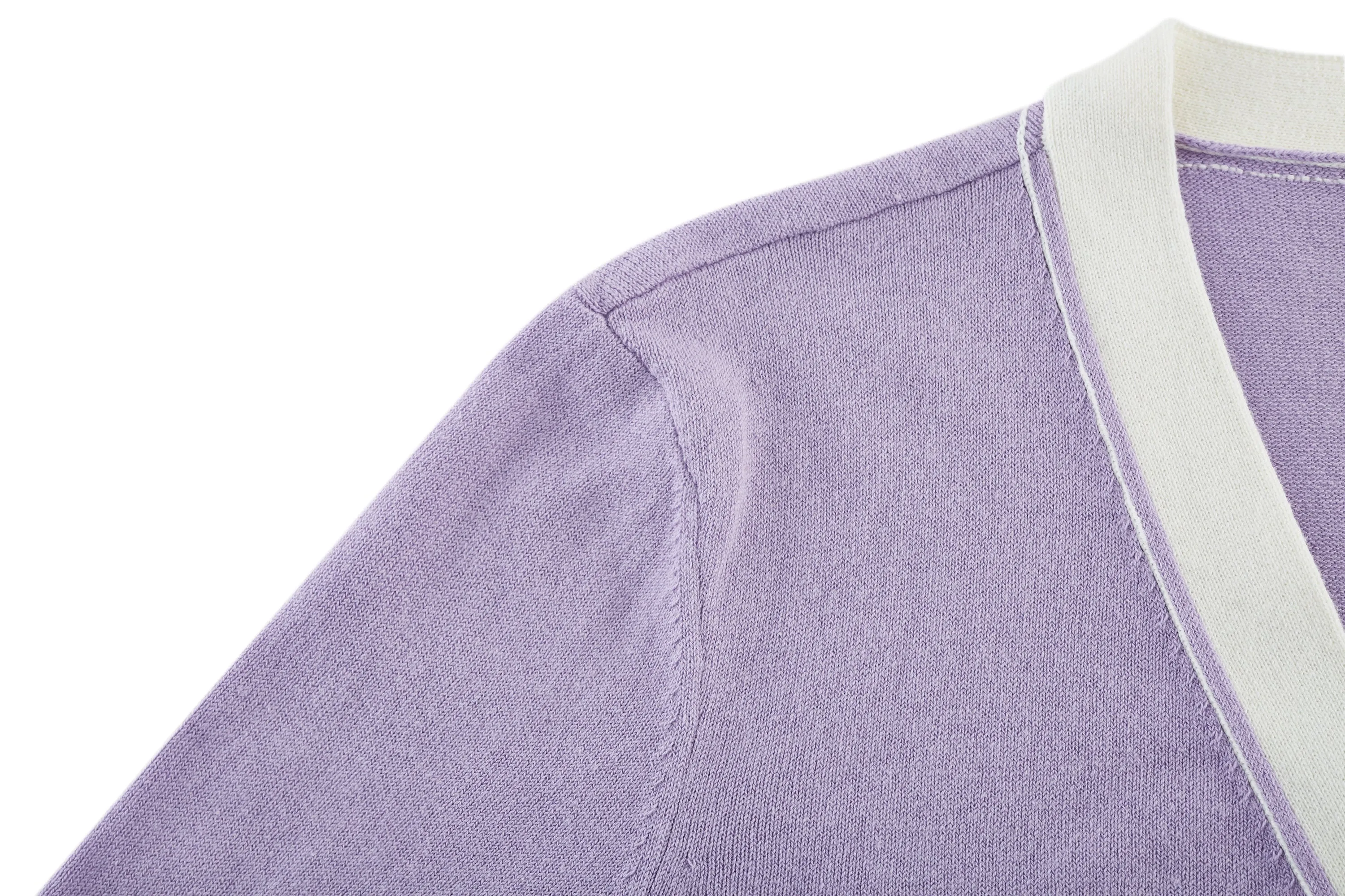 Vera V Neck Contrast Trim Cardigan