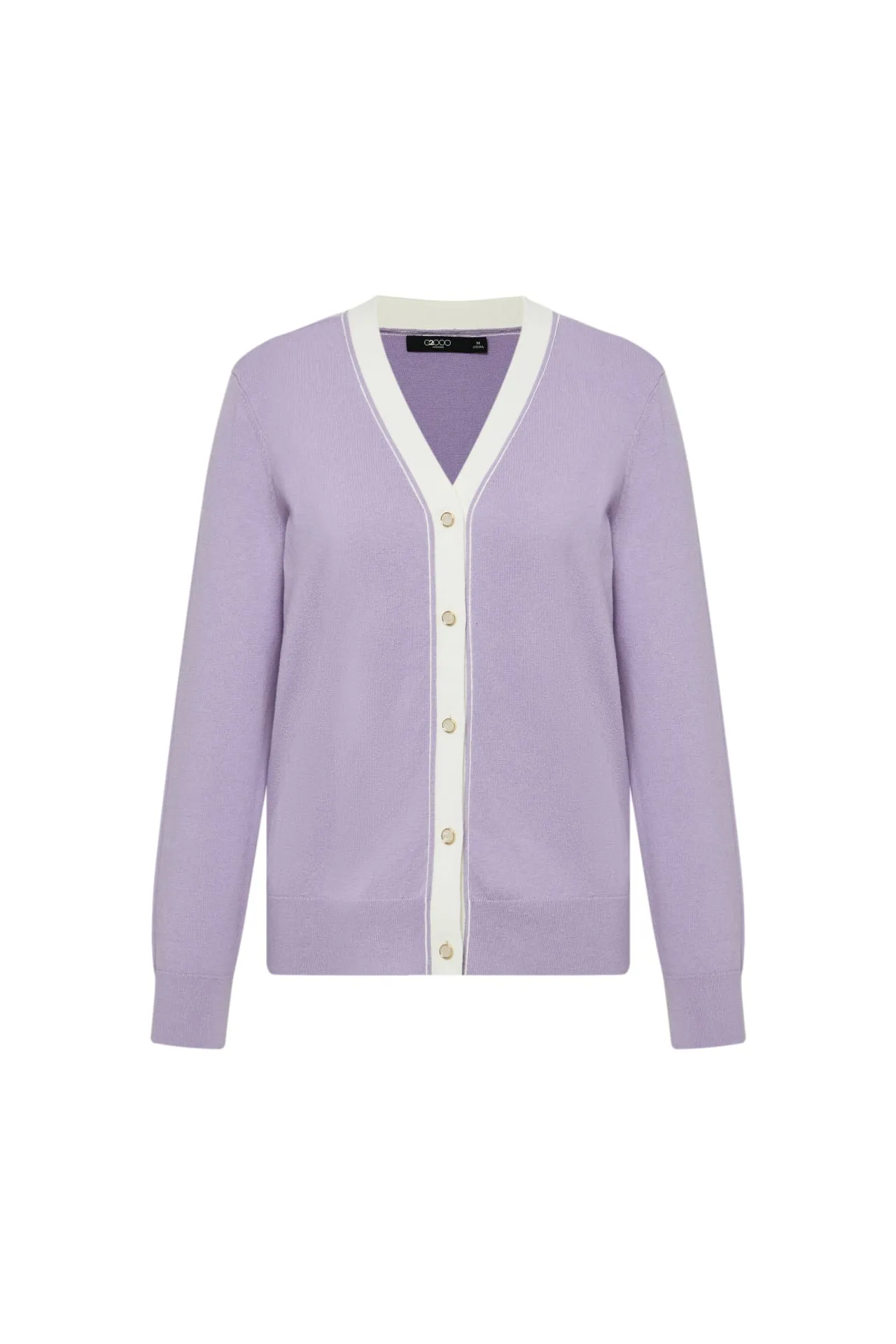 Vera V Neck Contrast Trim Cardigan