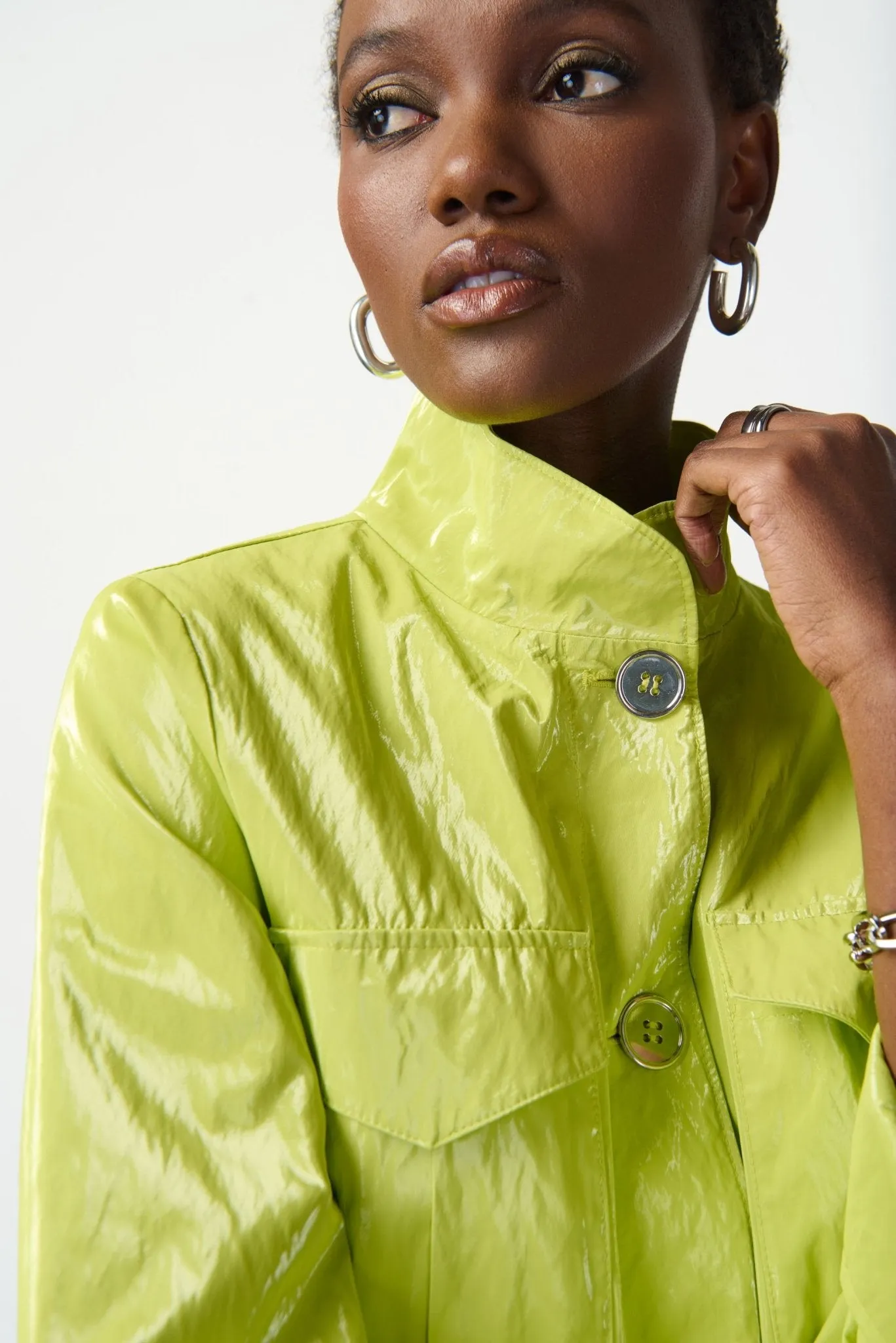 Water-Resistant Novelty Boxy Jacket Style 241925 | Key Lime