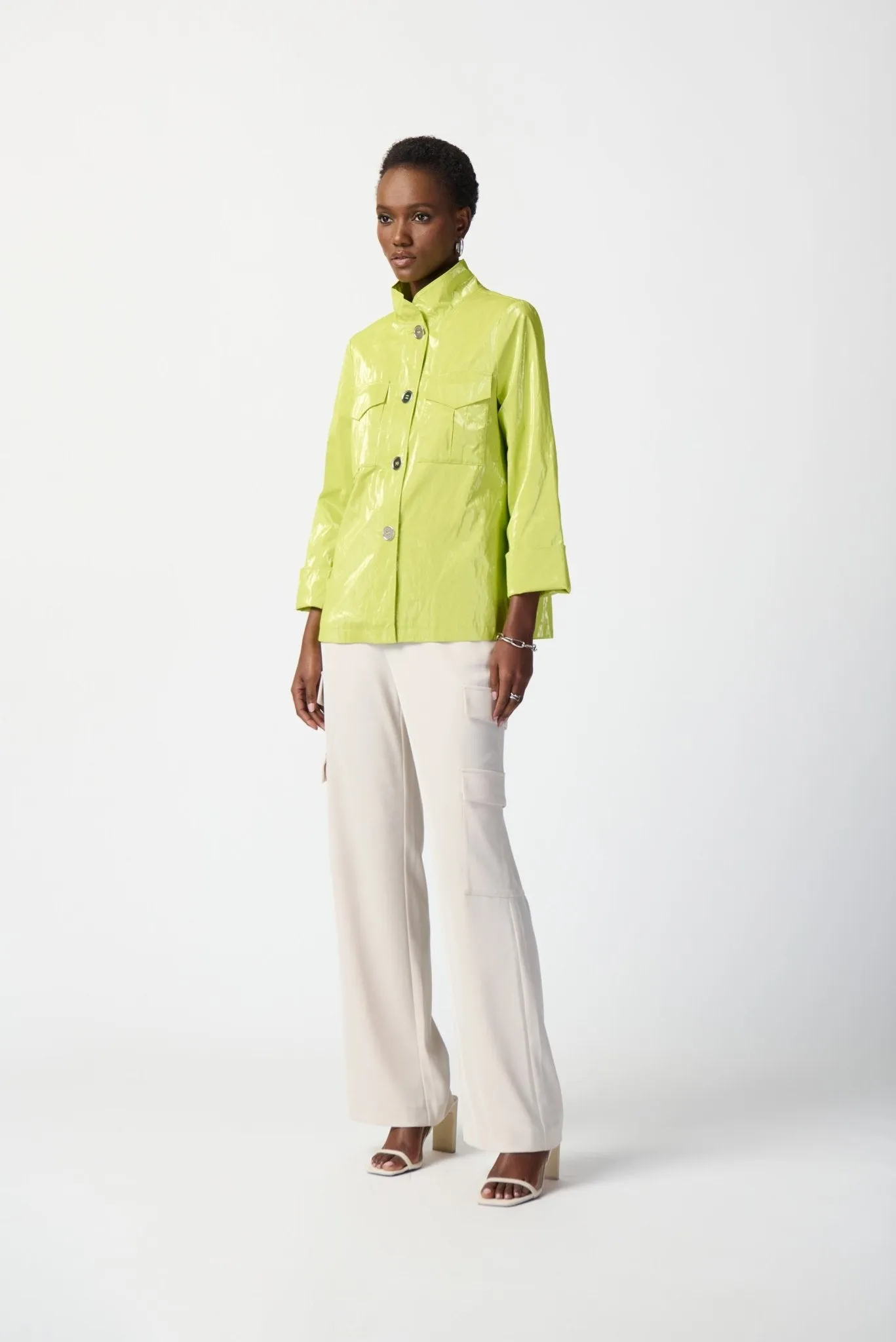 Water-Resistant Novelty Boxy Jacket Style 241925 | Key Lime