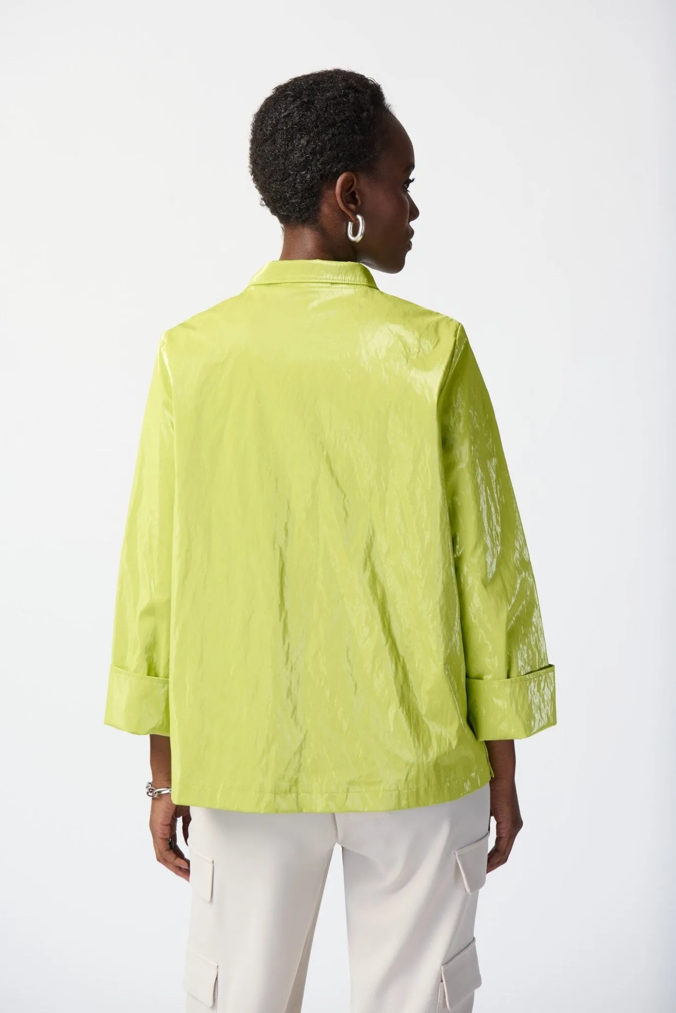 Water-Resistant Novelty Boxy Jacket Style 241925 | Key Lime