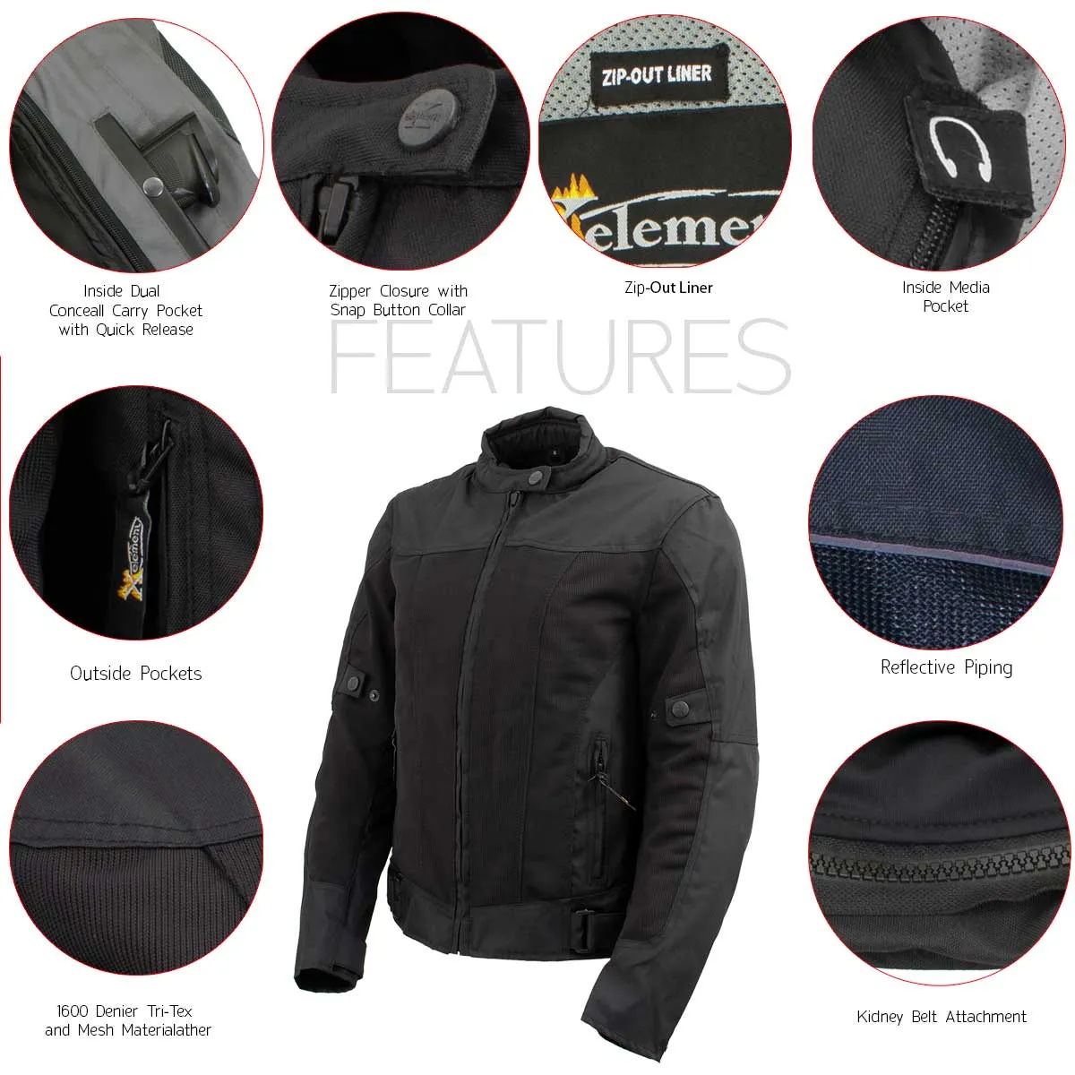 Xelement Women's Shade Black Textile and Mesh Scooter Motorcycle Biker